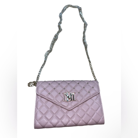 BADGLEY MISCHKA PURSE BLUSH PINK DIMOND QUILTED CROSSBODY SHOULDER BAG STUDS - Picture 9 of 12